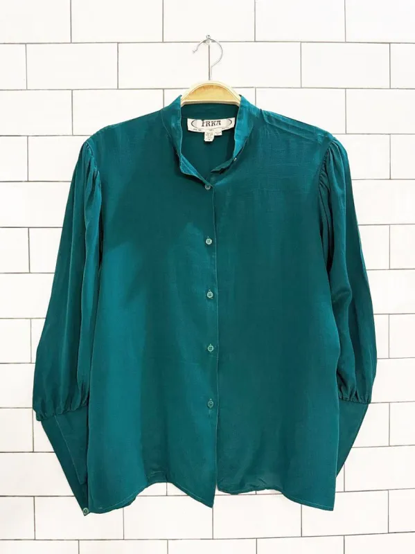 vintage irka 100% silk puff sleeve blouse | new york | paris | montreal sold by Good Market Thrift Store