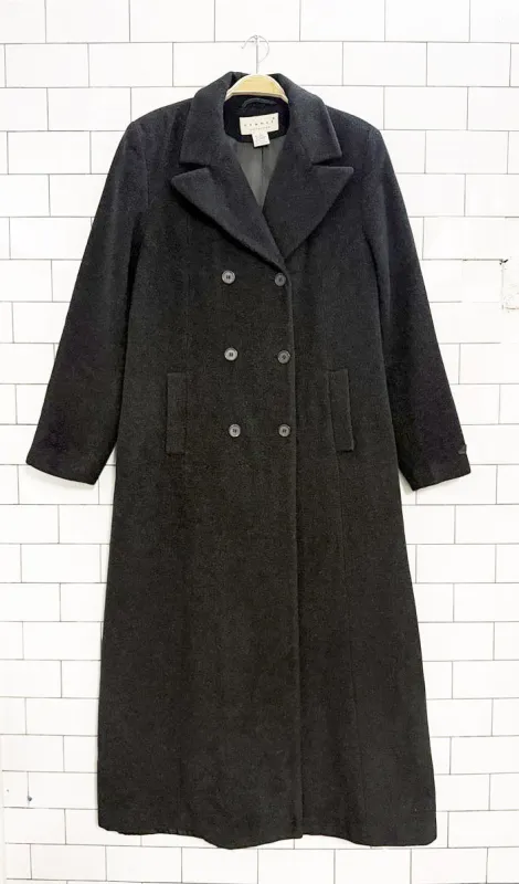 vintage hennes wool-cashmere double breasted long coat | Made in Romania sold by Good Market Thrift Store