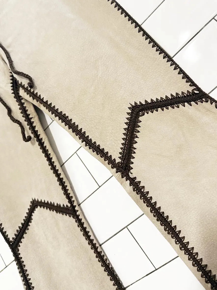 y2k toxk crochet trim suede low rise western leather pants sold by Good Market Thrift Store product image thumbnail 2