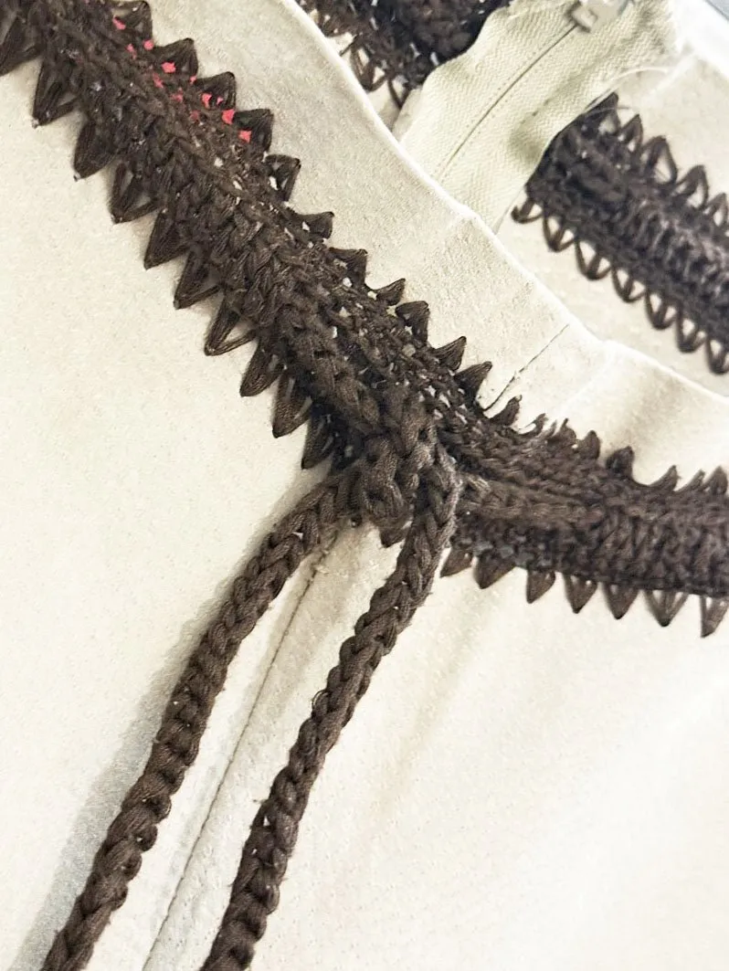 y2k toxk crochet trim suede low rise western leather pants sold by Good Market Thrift Store product image thumbnail 4