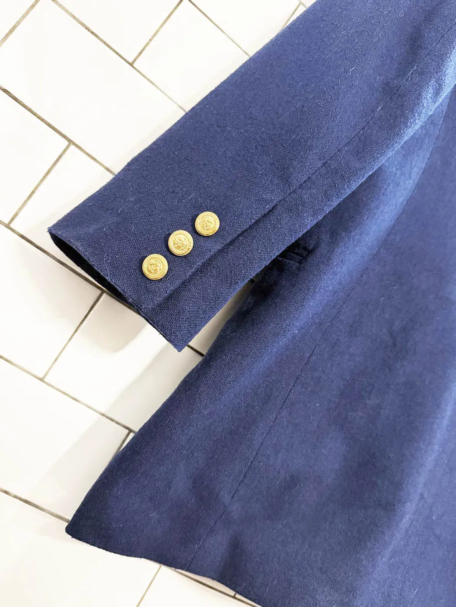 vintage express wool-blend beaded crest pocket double breasted blazer | made in USA sold by Good Market Thrift Store product image thumbnail 5