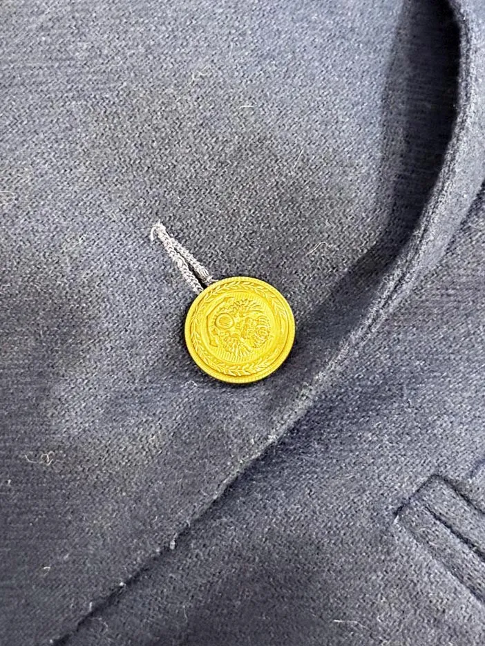 vintage express wool-blend beaded crest pocket double breasted blazer | made in USA sold by Good Market Thrift Store product image thumbnail 4