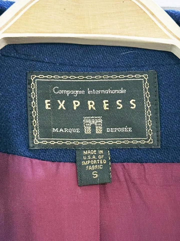 vintage express wool-blend beaded crest pocket double breasted blazer | made in USA sold by Good Market Thrift Store product image thumbnail 3