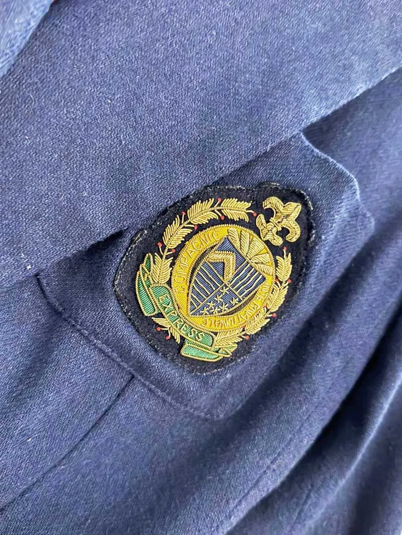 vintage express wool-blend beaded crest pocket double breasted blazer | made in USA sold by Good Market Thrift Store product image thumbnail 2