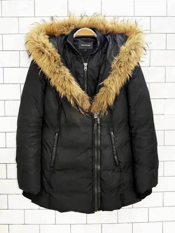mackage signature raccoon fur collar down parka sold by Good Market Thrift Store