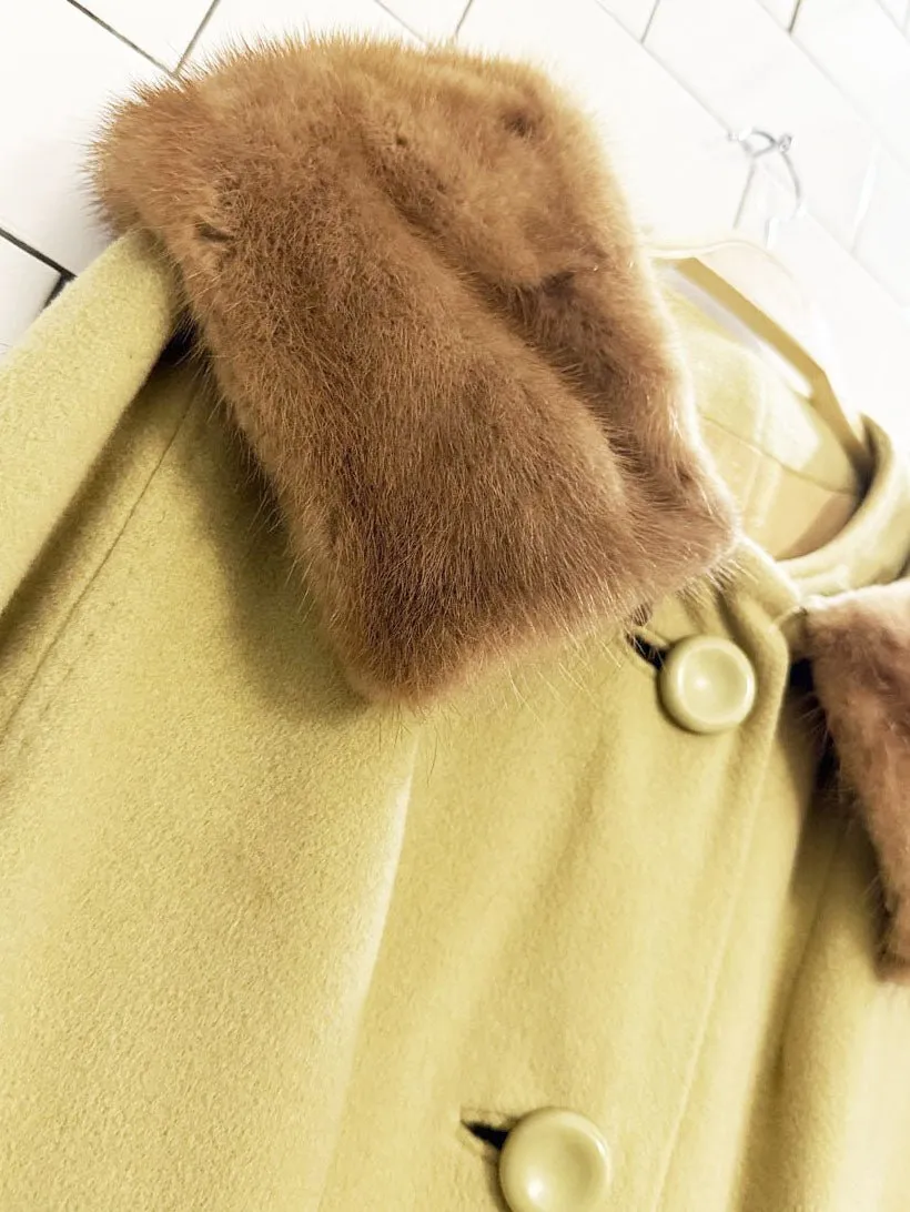 vintage 100% cashmere hand-tailored mink fur collar long coat sold by Good Market Thrift Store product image thumbnail 2