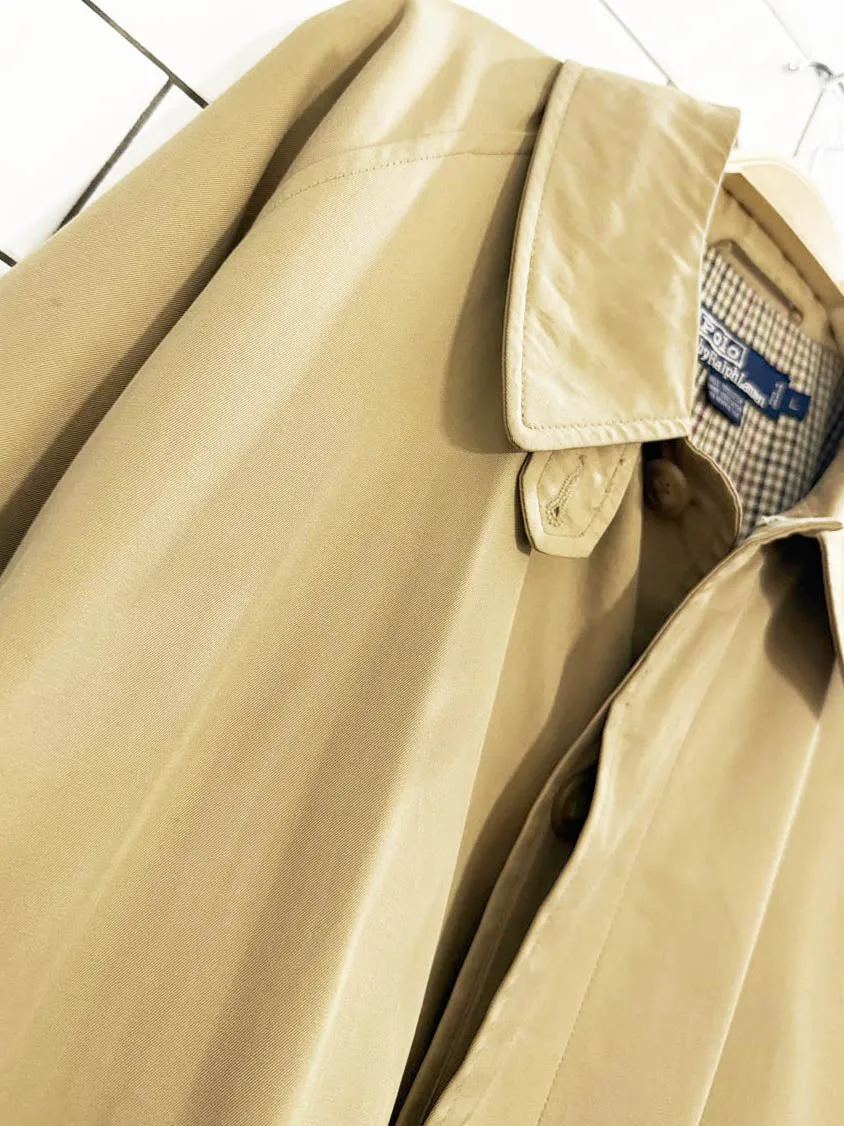 vintage 90s polo ralph lauren belted trench coat | check lining sold by Good Market Thrift Store product image thumbnail 3