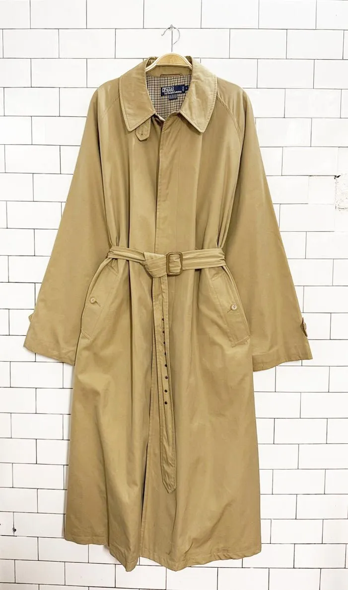 vintage 90s polo ralph lauren belted trench coat | check lining sold by Good Market Thrift Store