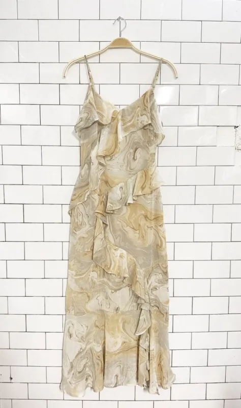 moon river marble ruffle layered midi dress sold by Good Market Thrift Store