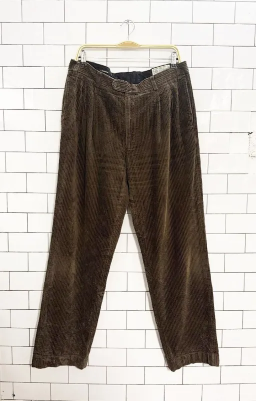 vintage tessuto pleated chunky cord trousers | made in Portugal sold by Good Market Thrift Store
