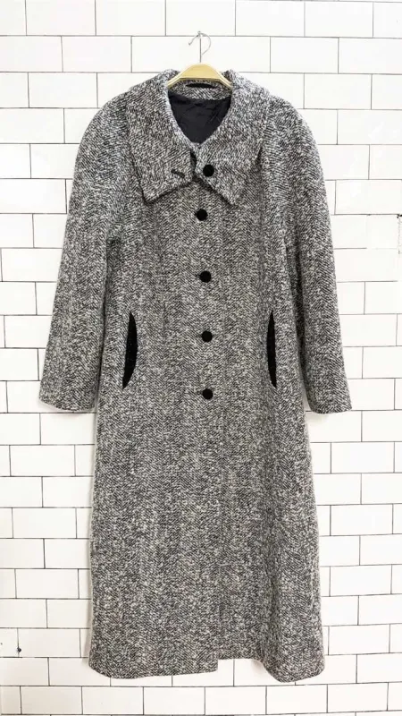 vintage salyut wool herringbone tweed long coat sold by Good Market Thrift Store