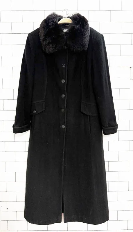 vintage 00s jibb international wool real fur collar long coat sold by Good Market Thrift Store