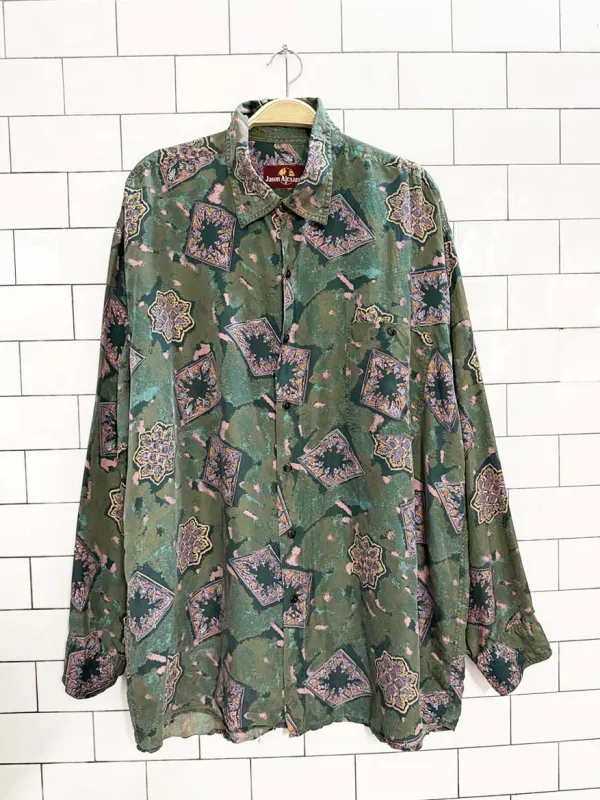 vintage 80s jason alexander 100% silk abstract shirt sold by Good Market Thrift Store