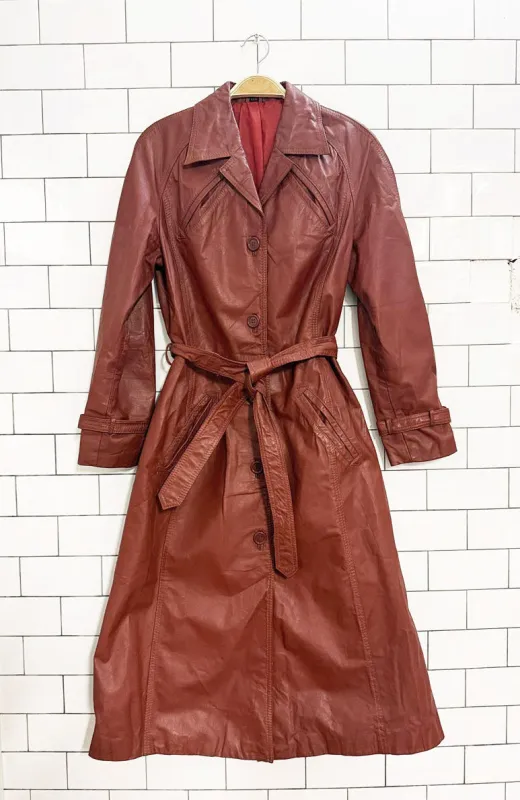 vintage belted leather trench coat sold by Good Market Thrift Store