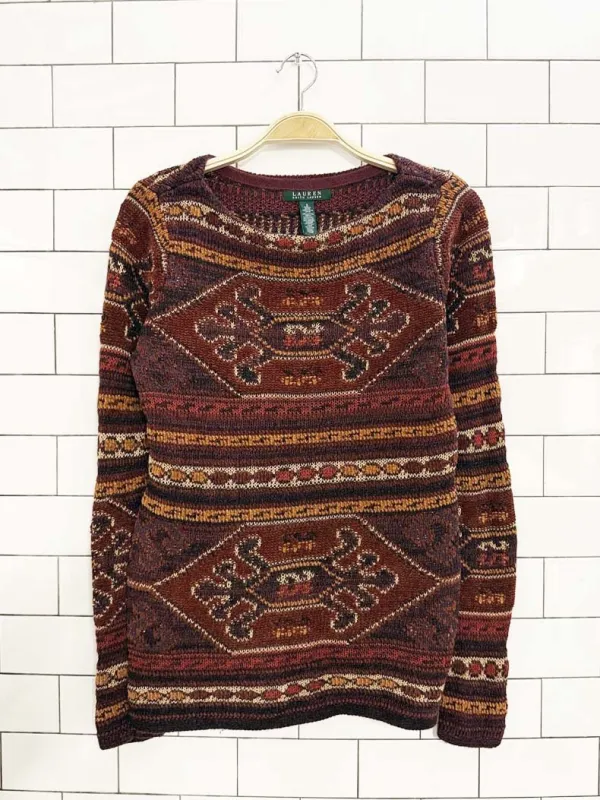 lauren RL wool-blend western knit sweater | ralph lauren sold by Good Market Thrift Store
