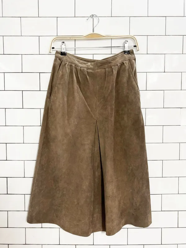 vintage 90s diana charles suede pleat midi skirt sold by Good Market Thrift Store