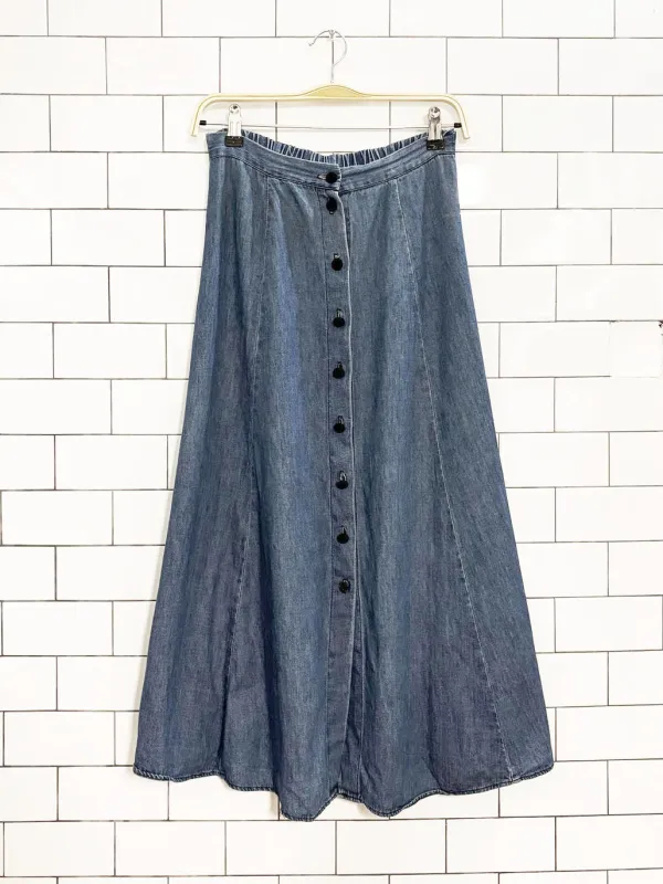vintage 90s jaclyn t san fran denim full button maxi skirt | made in USA sold by Good Market Thrift Store
