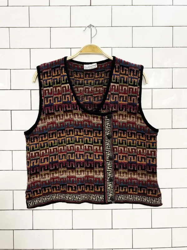 vintage 90s elizabeth gash silk-wool handmade knit vest sold by Good Market Thrift Store