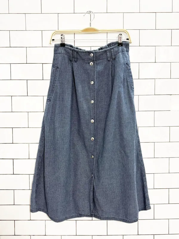 vintage 90s koret city blues full button denim midi skirt sold by Good Market Thrift Store