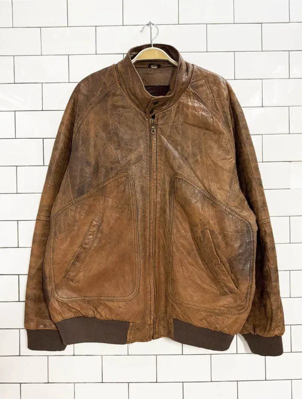 vintage 90s context blanket lined soft leather bomber jacket sold by Good Market Thrift Store
