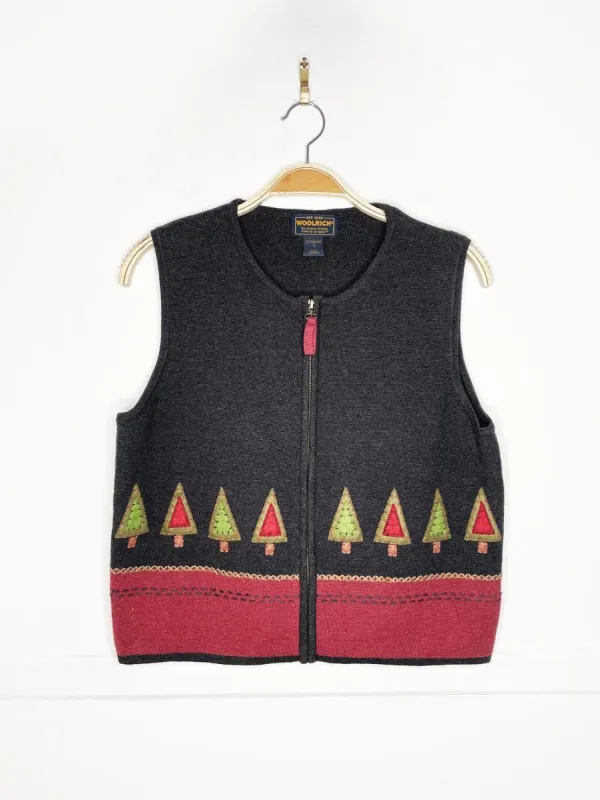 vintage 90s woolrich minimal tree line full zip knit vest sold by Good Market Thrift Store