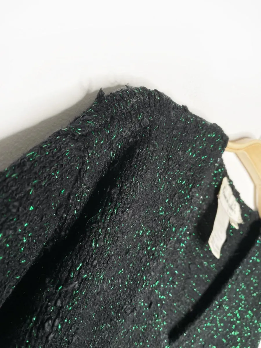 vintage franco valeri angora-blend green metallic boucle knit sweater sold by Good Market Thrift Store product image thumbnail 5