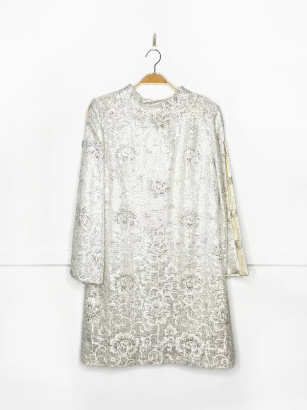vintage 60s daymor original silver brocade open bell sleeve dress sold by Good Market Thrift Store