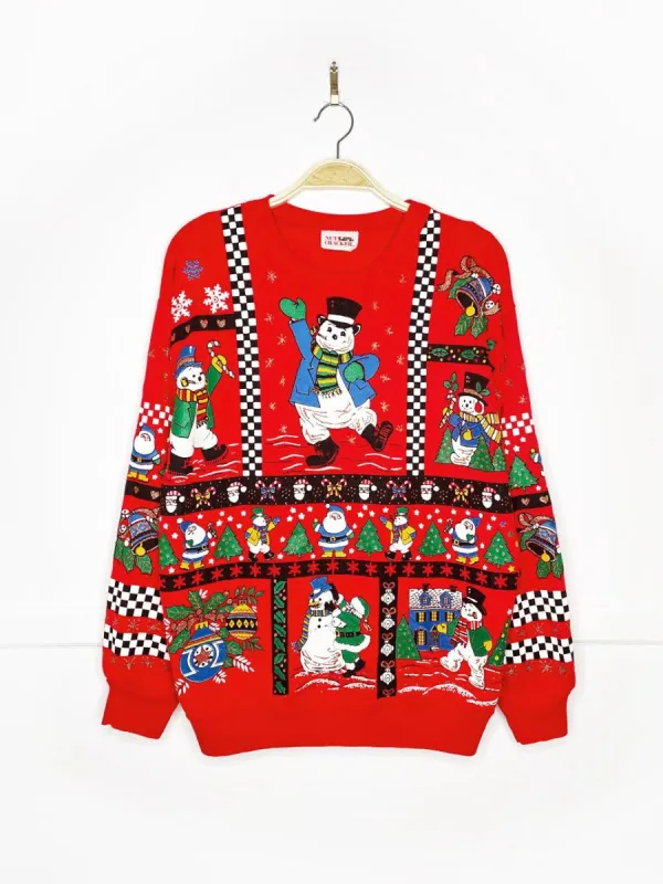 vintage nutcracker puff glitter snowmen all over sweatshirt | made in USA sold by Good Market Thrift Store