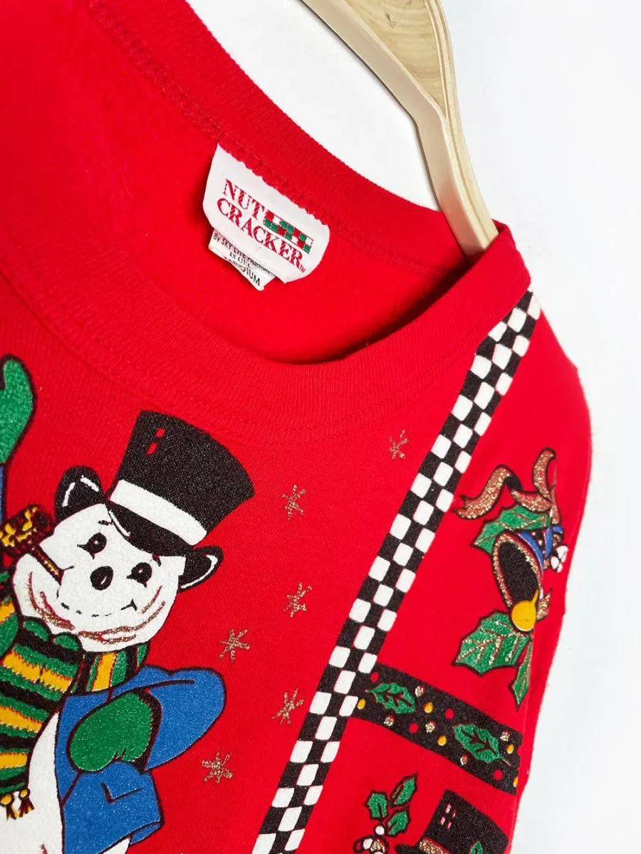 vintage nutcracker puff glitter snowmen all over sweatshirt | made in USA sold by Good Market Thrift Store product image thumbnail 4