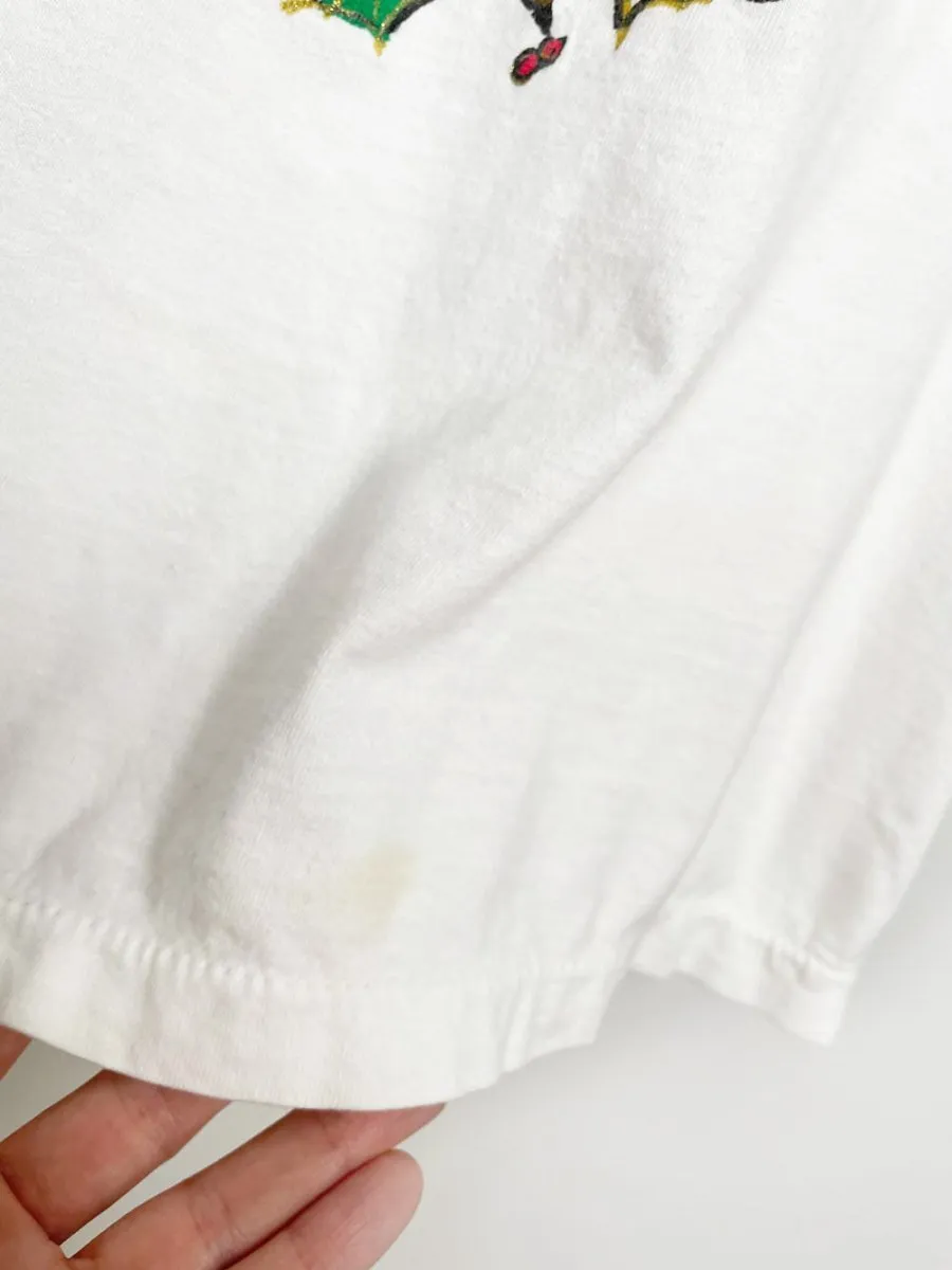 vintage glitter santa graphic tee sold by Good Market Thrift Store product image thumbnail 5