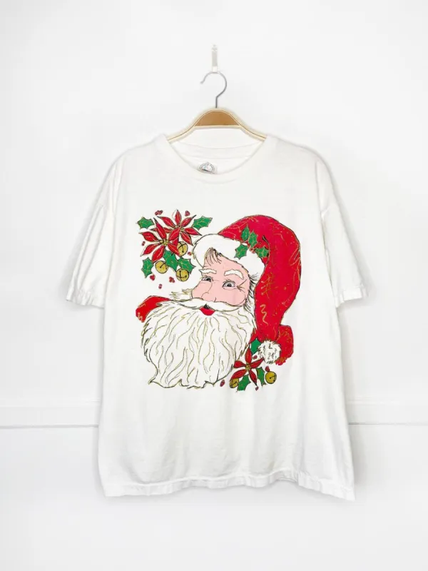 vintage glitter santa graphic tee sold by Good Market Thrift Store