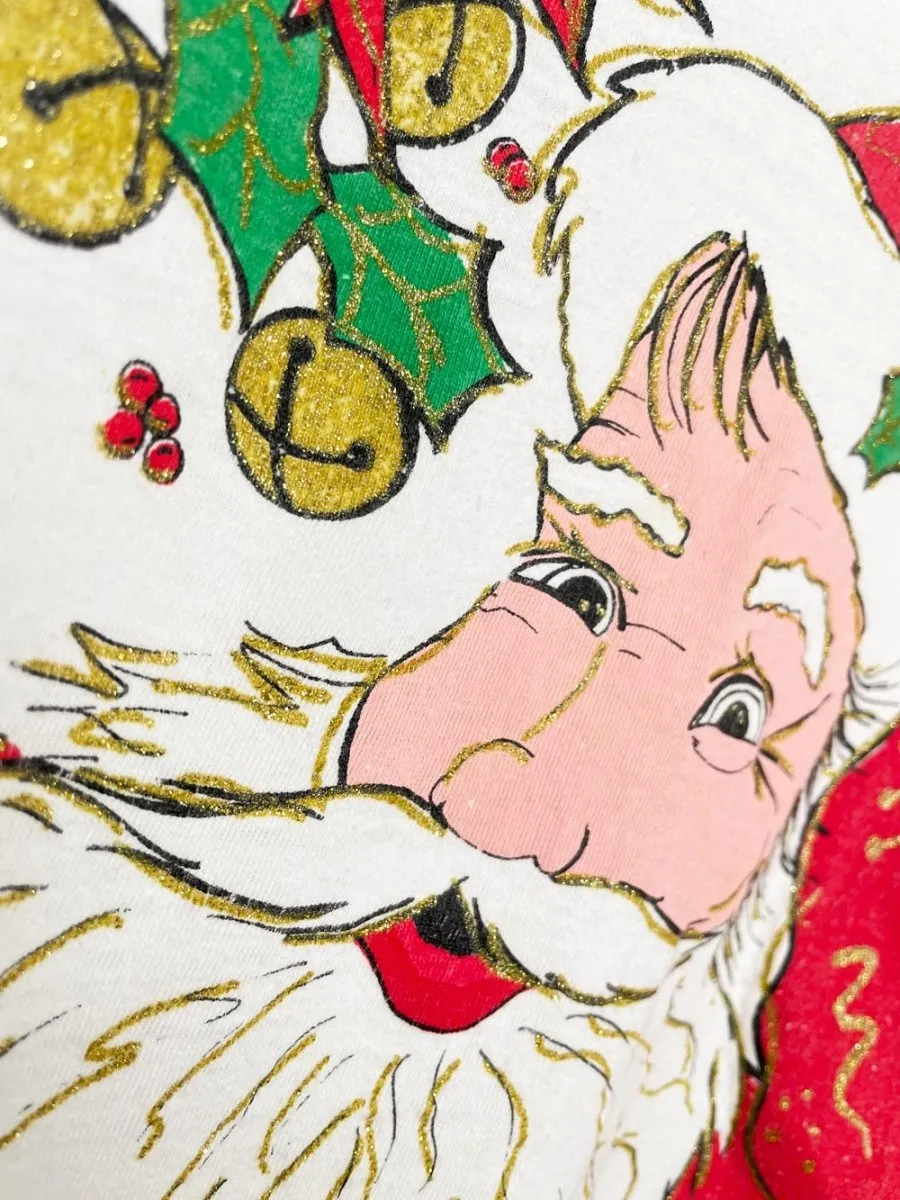 vintage glitter santa graphic tee sold by Good Market Thrift Store product image thumbnail 2