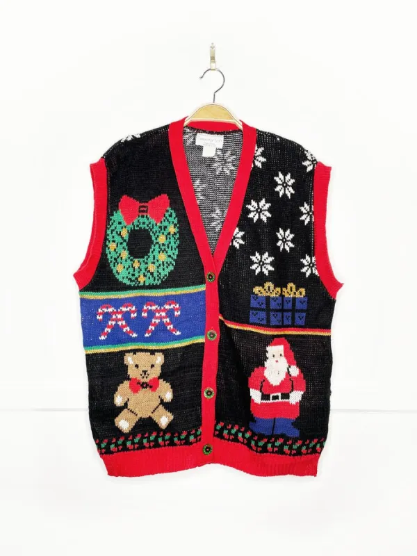 vintage 90s sweater loft new york holiday knit sweater vest | made in USA sold by Good Market Thrift Store