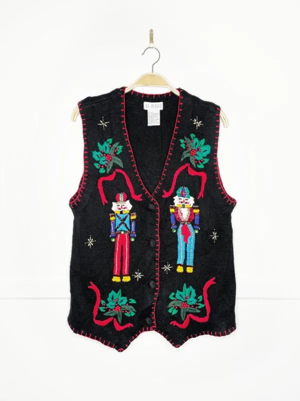 vintage 90s nutcracker blanket stitch knit vest | VJ petites sold by Good Market Thrift Store