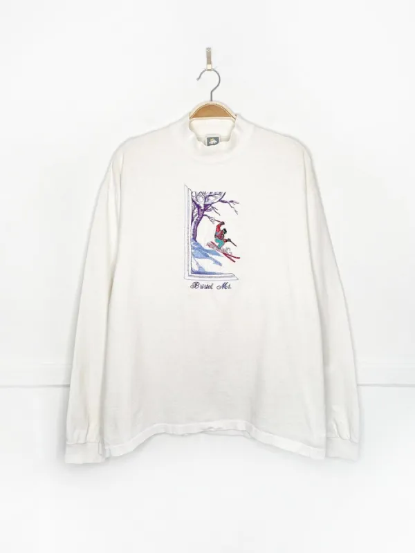 vintage 90s bristol mt skier embroidered long sleeve tee | made in USA made by Good Market Thrift Store