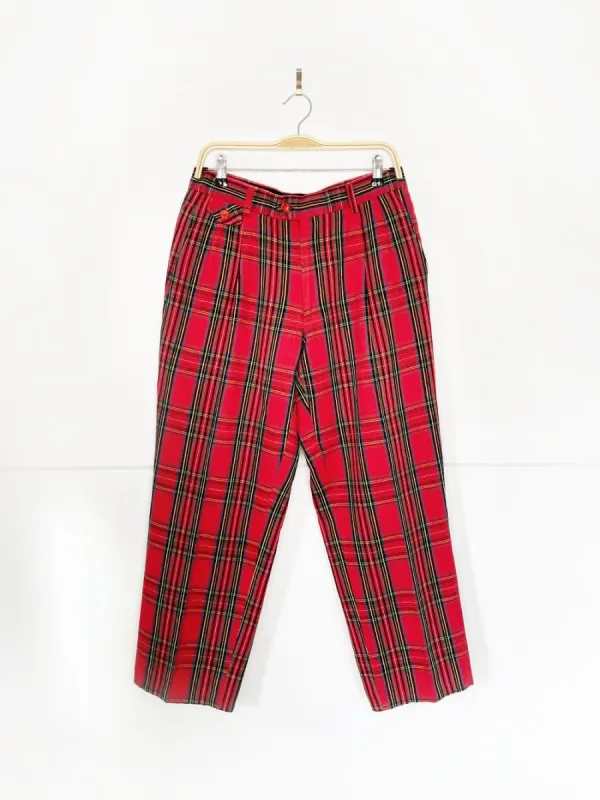 golf knickers linen-blend tartan plaid pleated trouser sold by Good Market Thrift Store