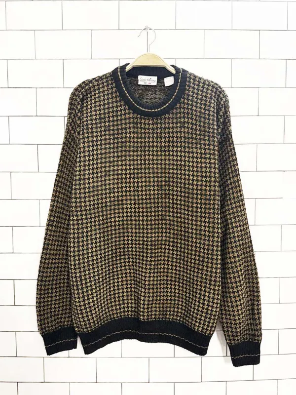 vintage giorgio di firenze wool-alpaca houndstooth knit sweater sold by Good Market Thrift Store