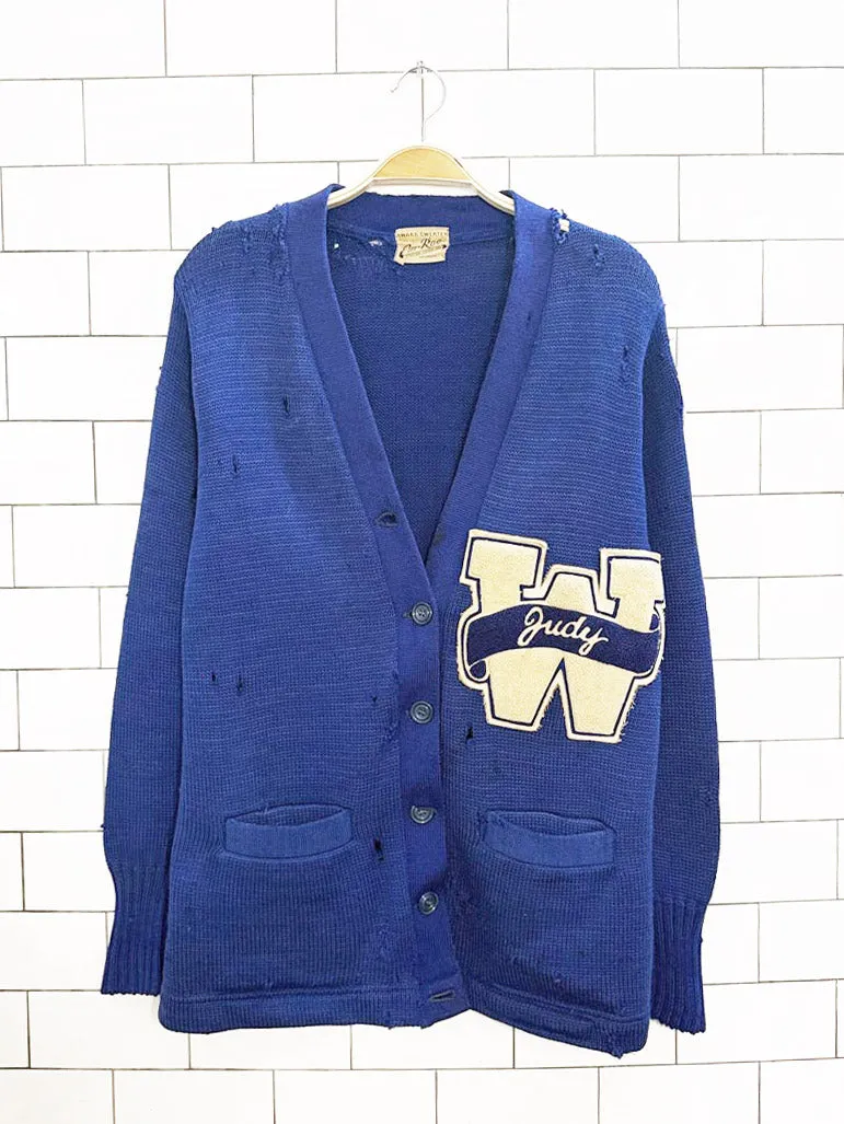 vintage 60s JUDY award sweater em-roe 1966 varsity cardigan | indianapolis sold by Good Market Thrift Store