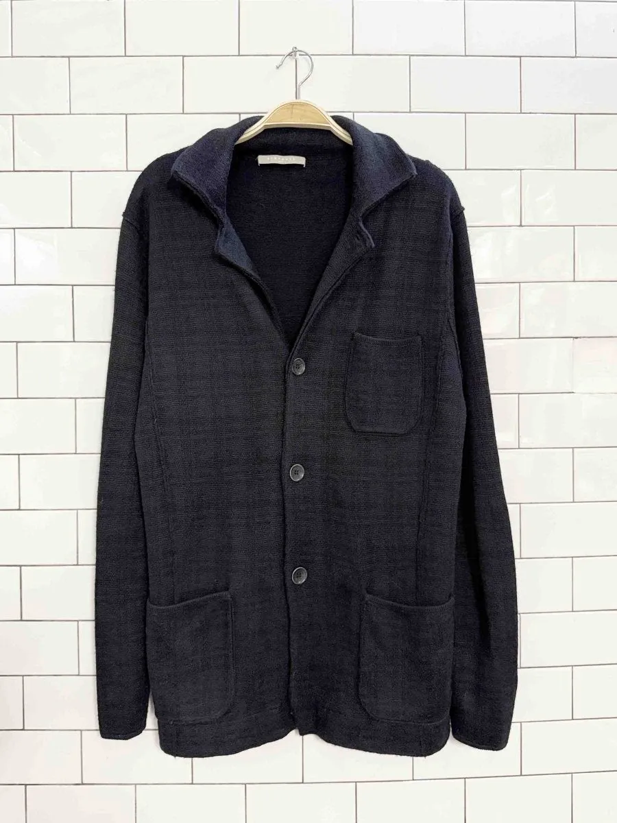 stefanel italy wool plaid full button blazer cardigan sold by Good Market Thrift Store