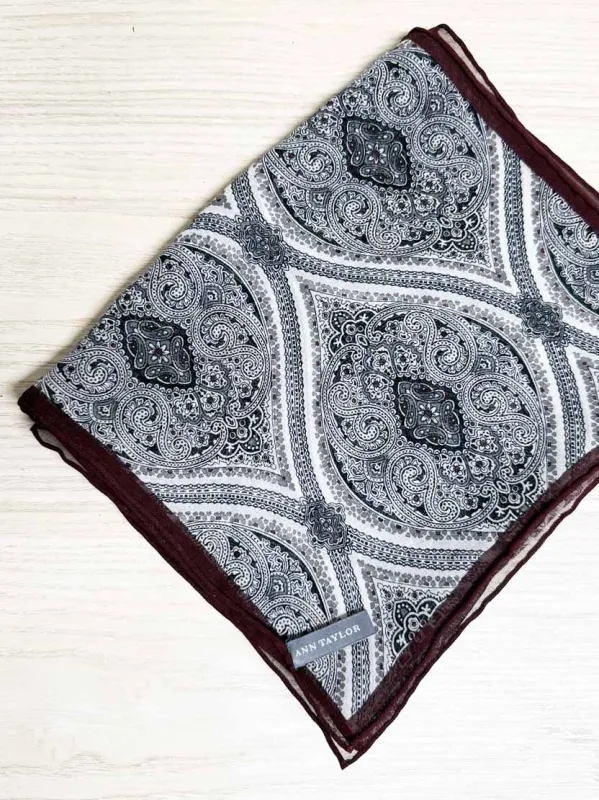 ann taylor 100% silk chiffon paisley scarf | hand-rolled edge sold by Good Market Thrift Store