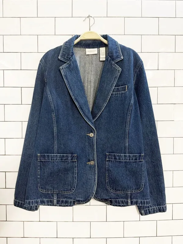 vintage 00s liz claiborne denim blazer jacket sold by Good Market Thrift Store