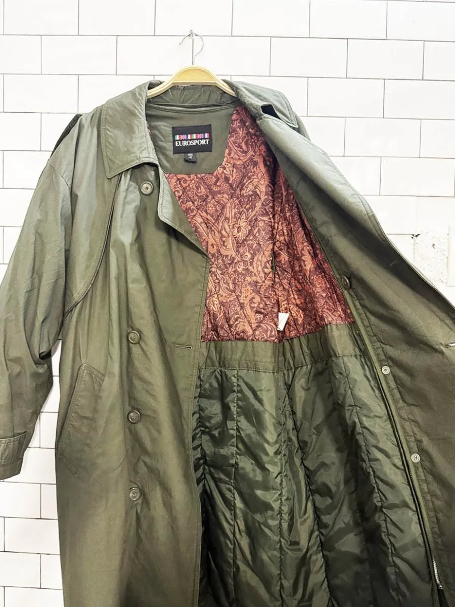 vintage eurosport lined double breasted trench coat | zip out liner sold by Good Market Thrift Store product image thumbnail 3
