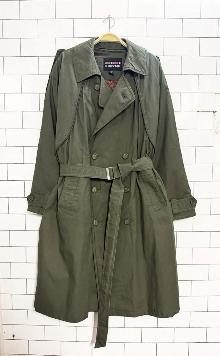 vintage eurosport lined double breasted trench coat | zip out liner sold by Good Market Thrift Store