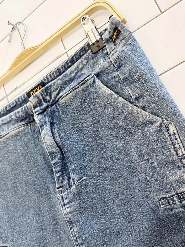 y2k dex denim knee-length skirt sold by Good Market Thrift Store product image thumbnail 3