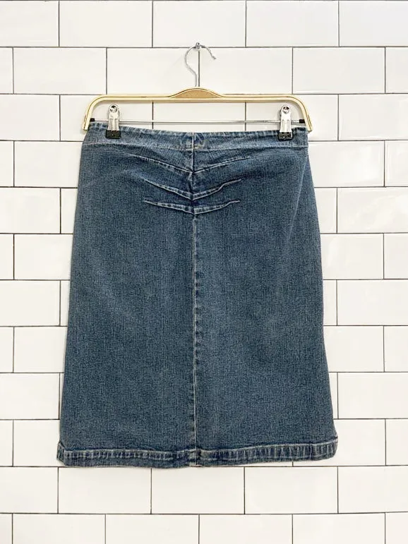 y2k dex denim knee-length skirt sold by Good Market Thrift Store product image thumbnail 4