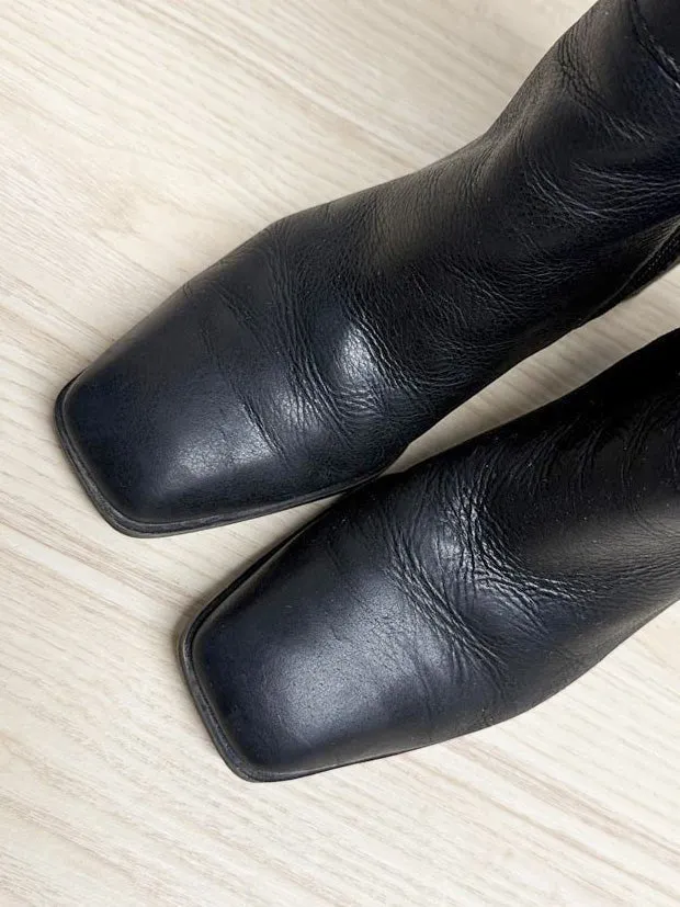 vintage 00s franco sarto leather square toe heeled boots sold by Good Market Thrift Store product image thumbnail 2