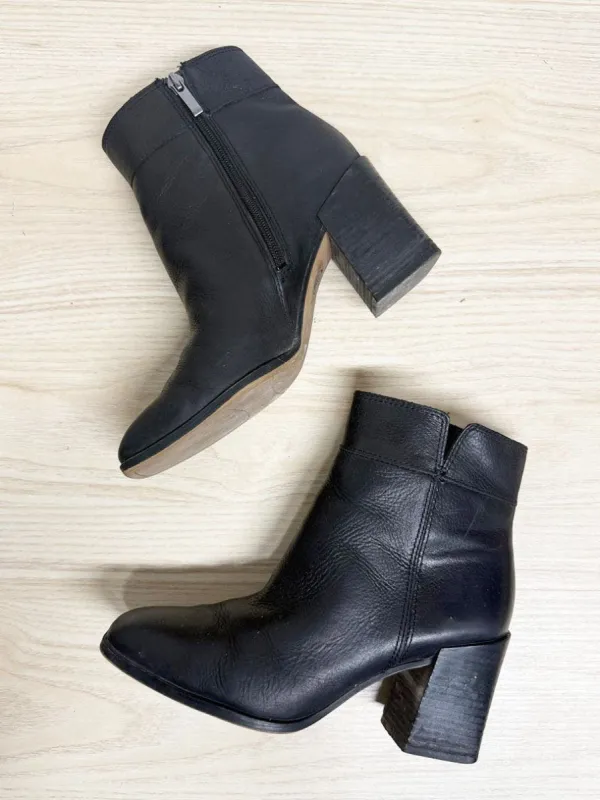 vintage 00s franco sarto leather square toe heeled boots sold by Good Market Thrift Store