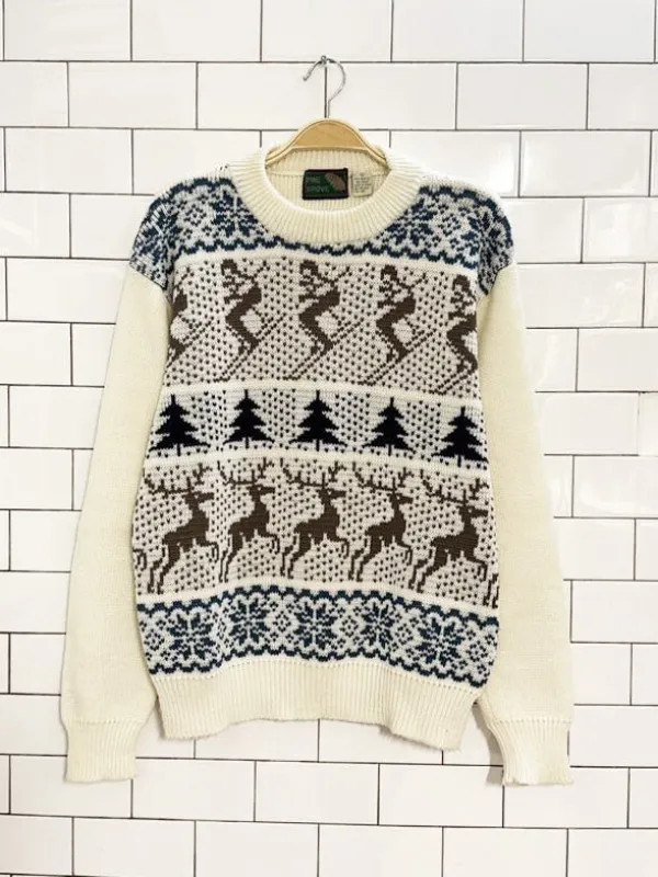 vintage 80s pine grove fair isle ski knit sweather made by Good Market Thrift Store