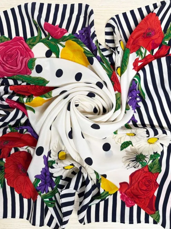 vintage signature echo 100% silk hand-rolled edge square scarf sold by Good Market Thrift Store