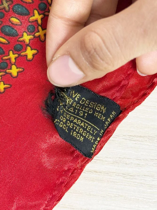 vintage satin hand-rolled edge square scarf | made in Japan sold by Good Market Thrift Store product image thumbnail 2